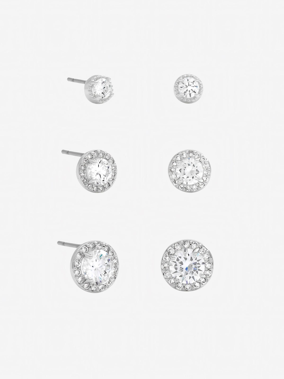 Jon Richard silver tone crystal halo earrings multipack - British product