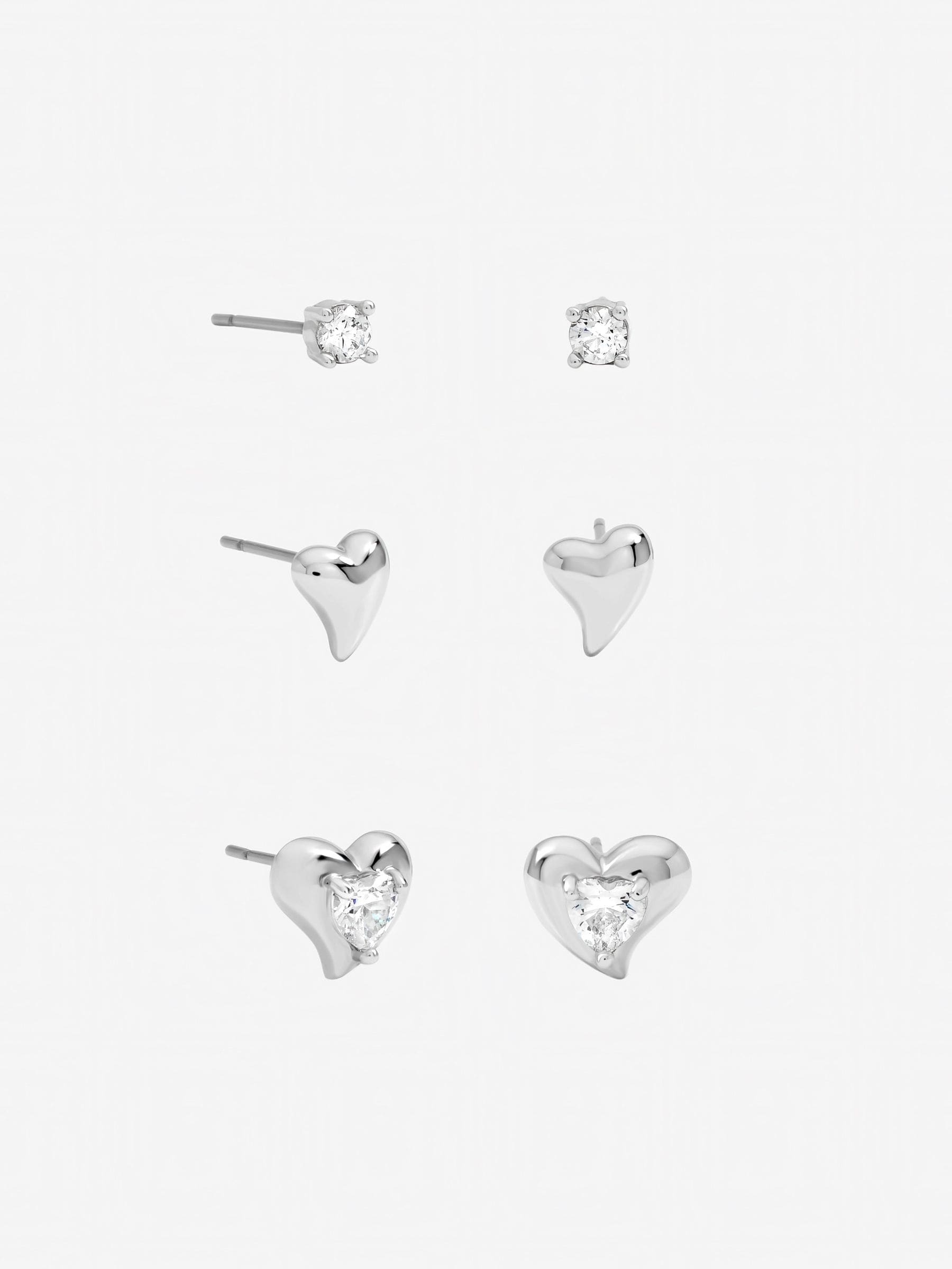 Jon Richard cubic zirconia heart earrings multipack (British brand)