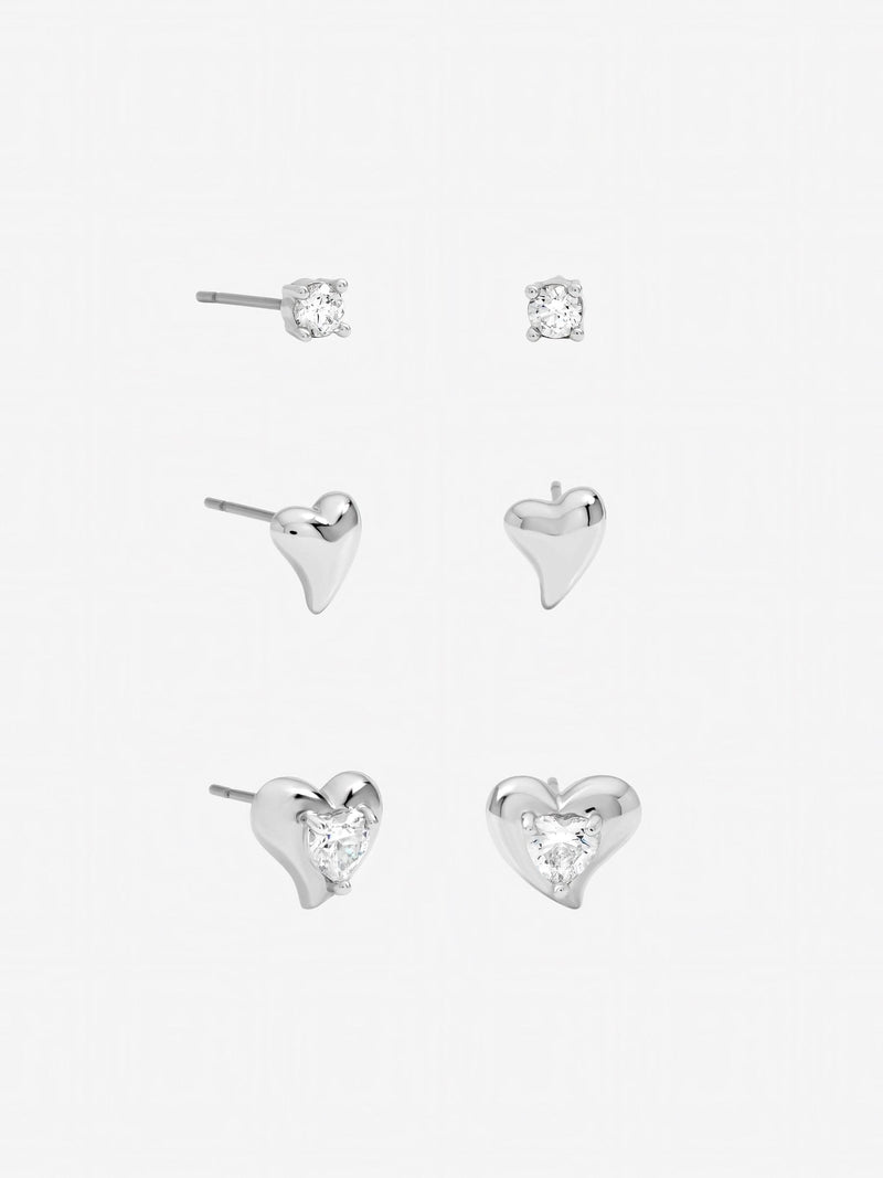 Jon Richard cubic zirconia heart earrings multipack (British brand)