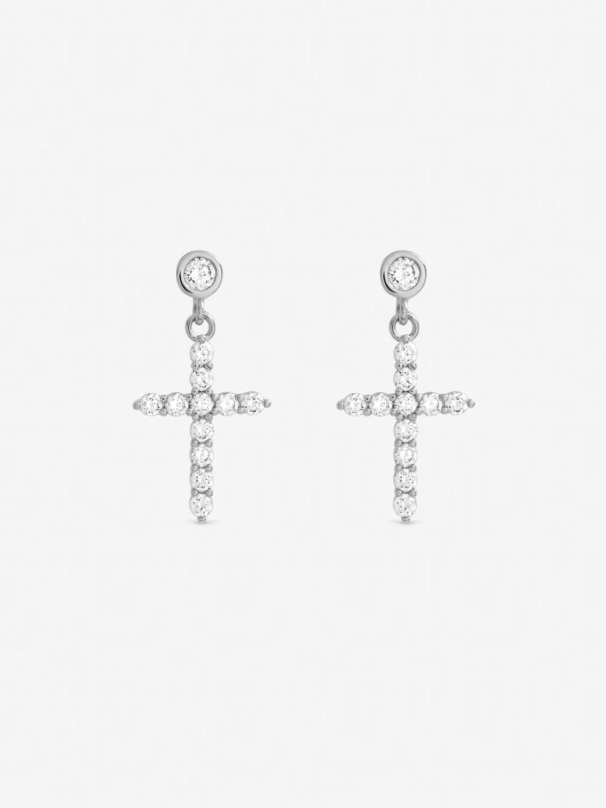 Jon Richard Silver Tone Cubic Zirconia Cross Earrings
