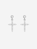 Jon Richard Silver Tone Cubic Zirconia Cross Earrings