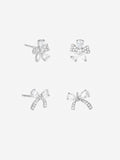 Jon Richard earrings pearl and pave bow pack of 2 - British product