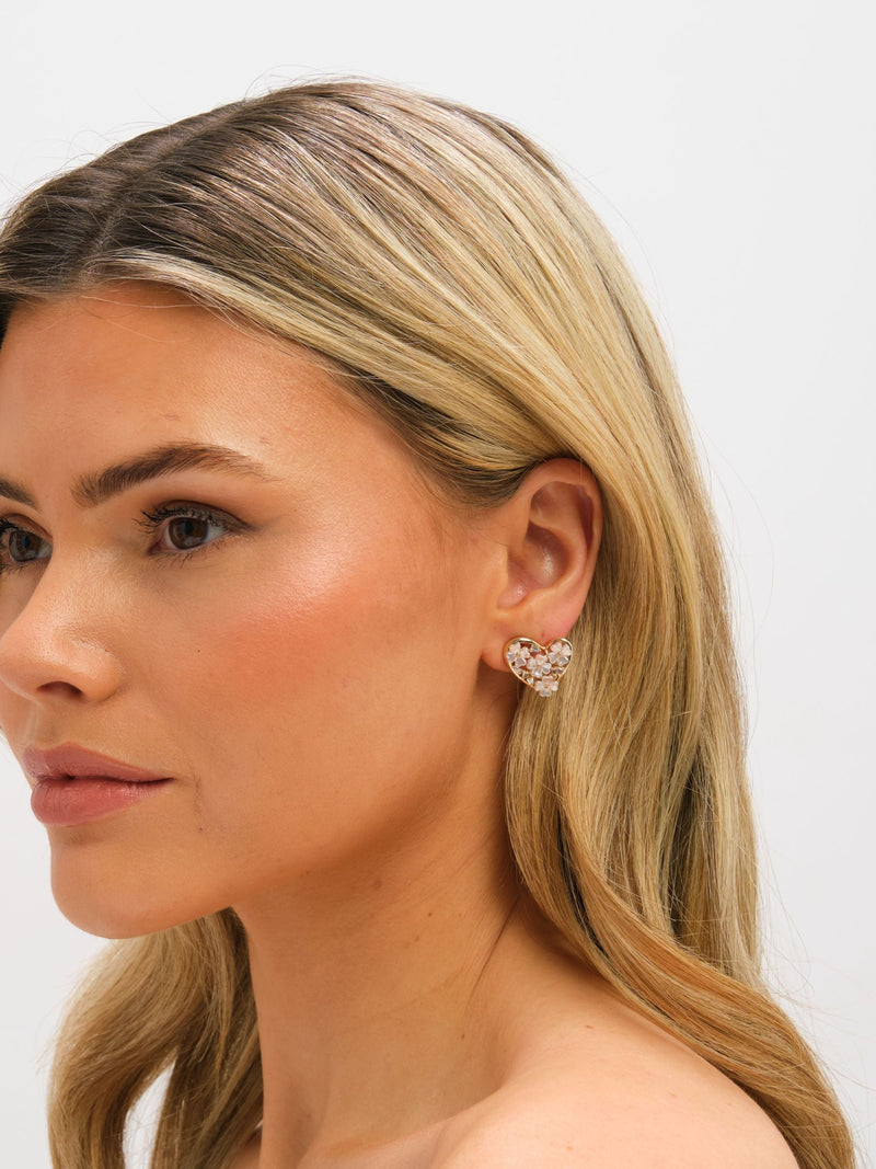 Jon Richard gold tone floral heart clip earrings - British product