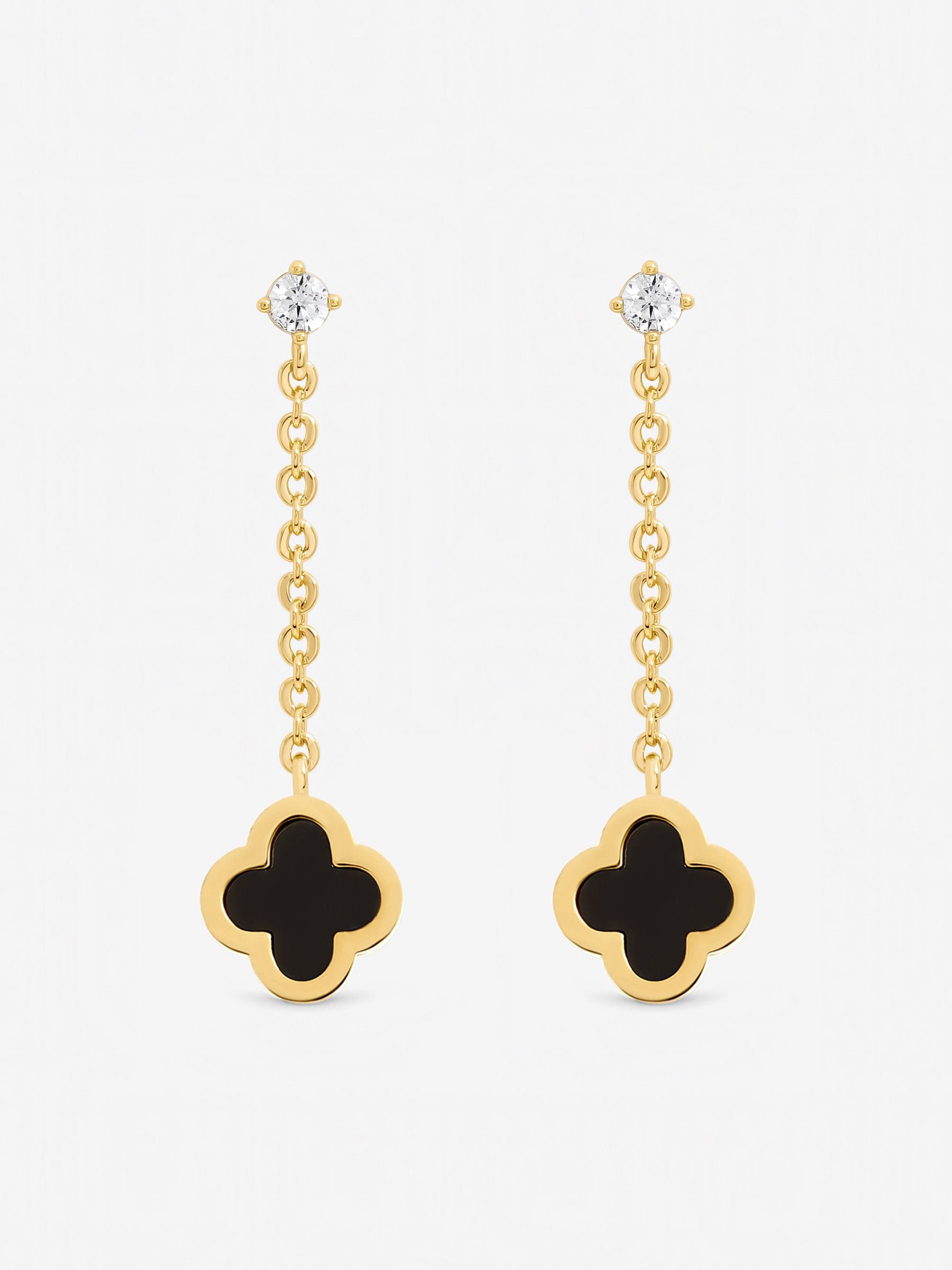 Jon Richard Cream Mother of Pearl Clover Chain Drop Earrings