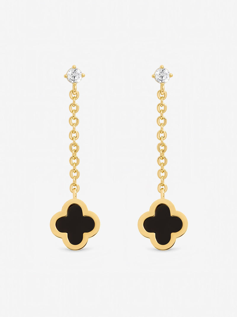 Jon Richard Cream Mother of Pearl Clover Chain Drop Earrings