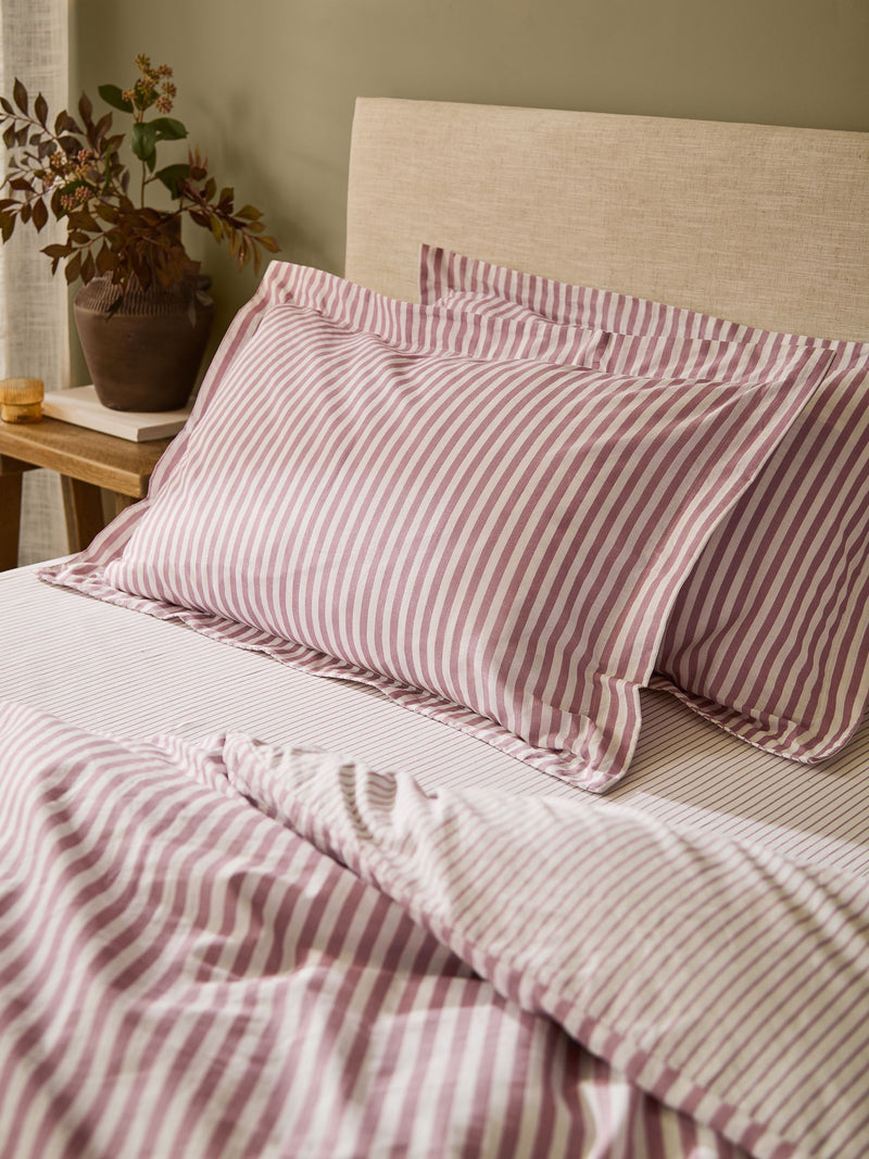 Yard Hebden Melange Stripe Grey Cotton Pillowcases Set of 2