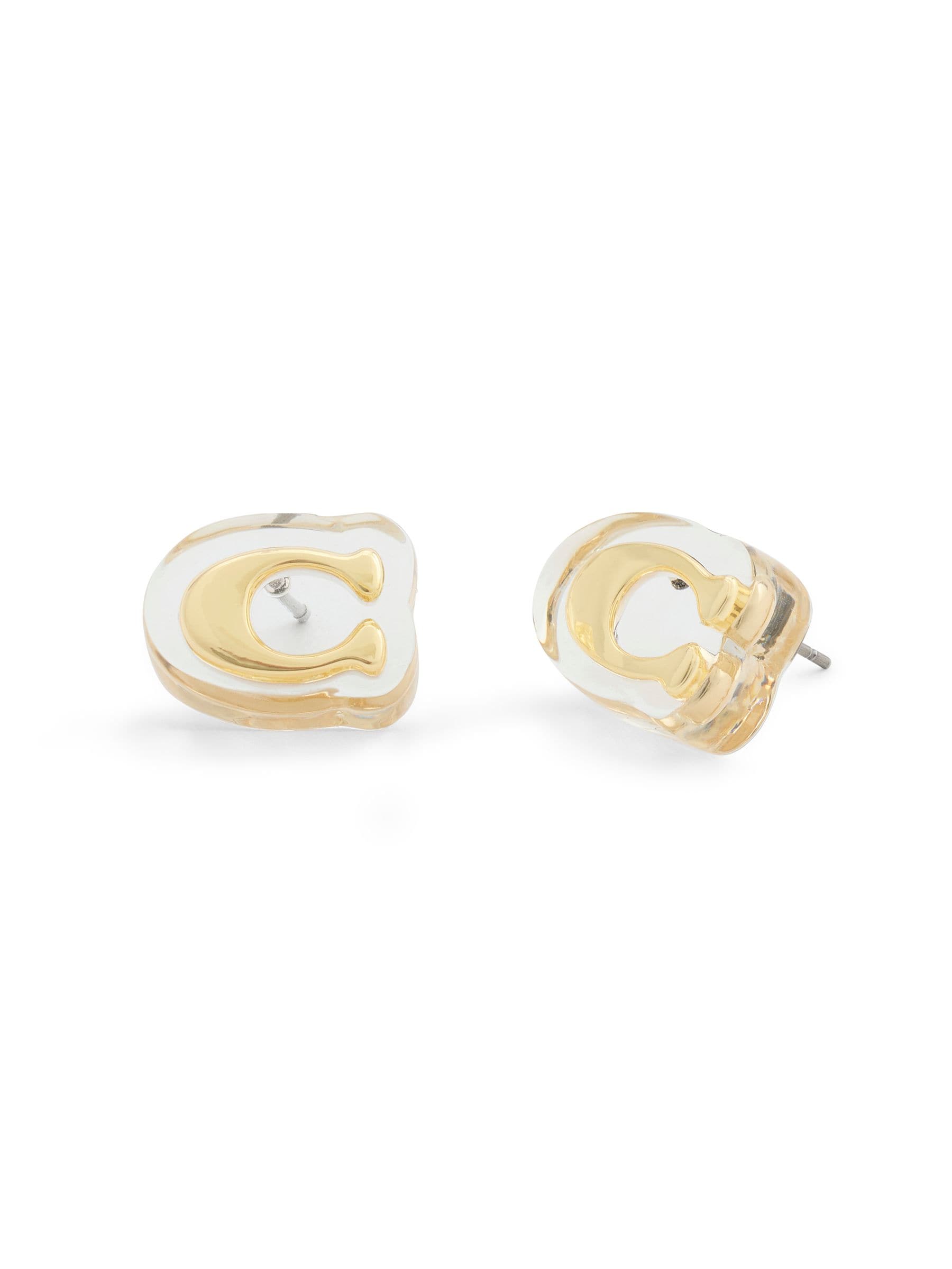 COACH gold tone C lucite stud earrings, UK version