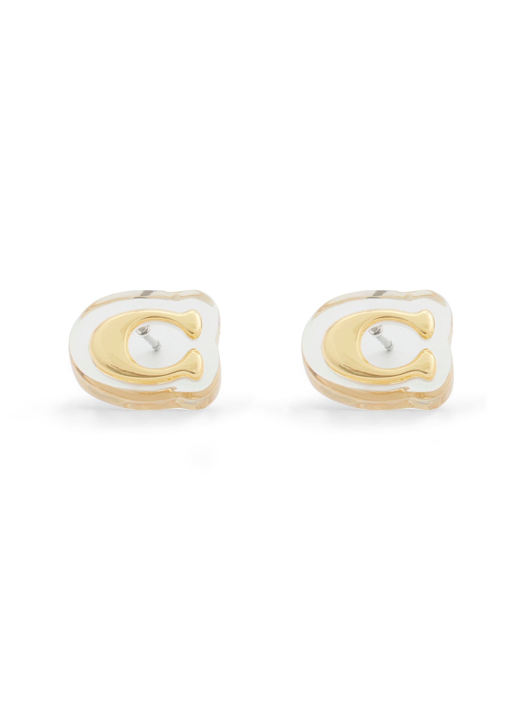 COACH gold tone C lucite stud earrings, UK version