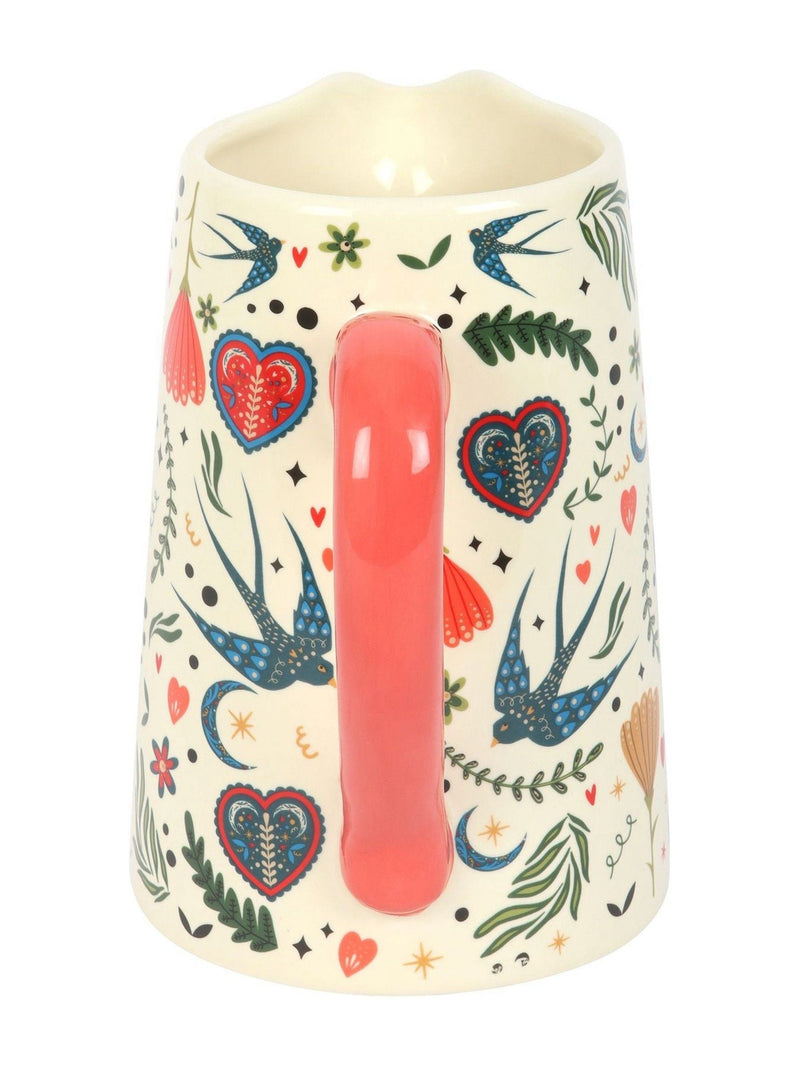 Something Different cream folk print ceramic flower jug (British brand)