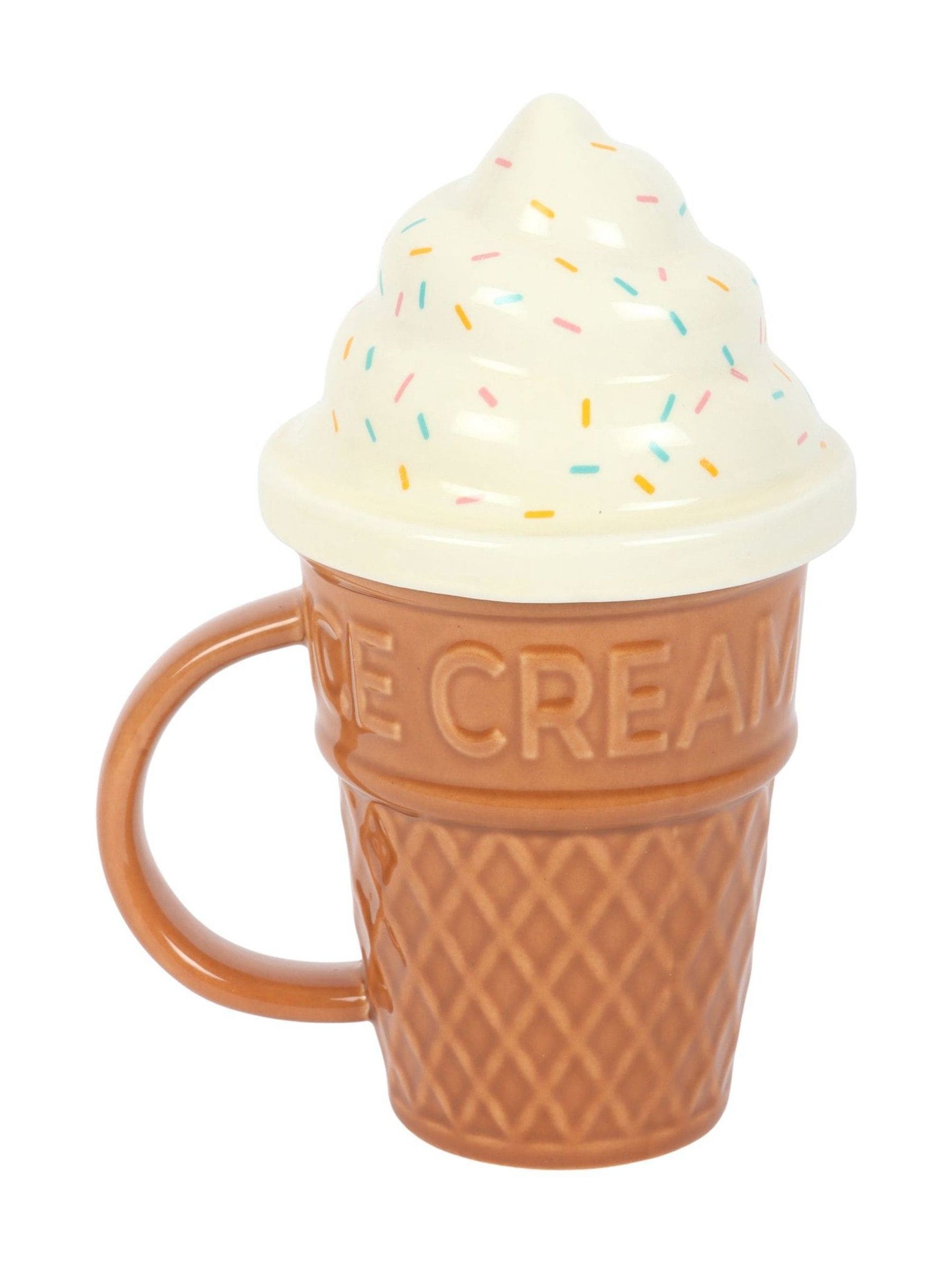 Something Different brown ice cream cone lidded mug, imported from the UK