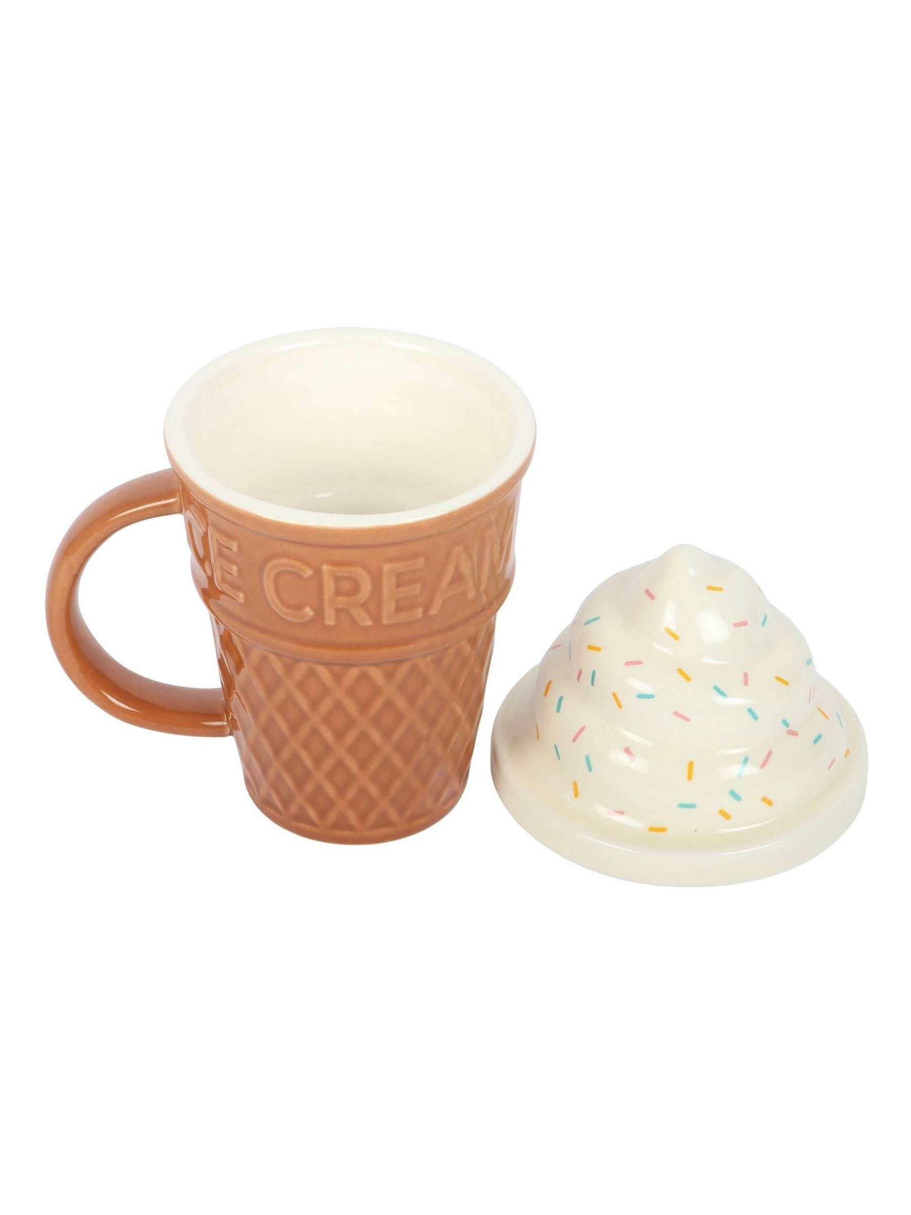 Something Different brown ice cream cone lidded mug, imported from the UK