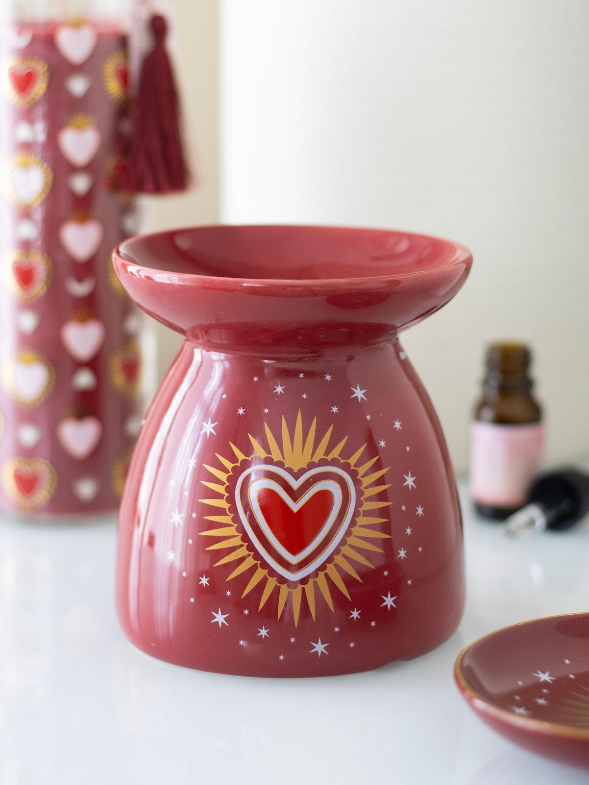 Something Different red sacred heart oil burner ceramic, UK version
