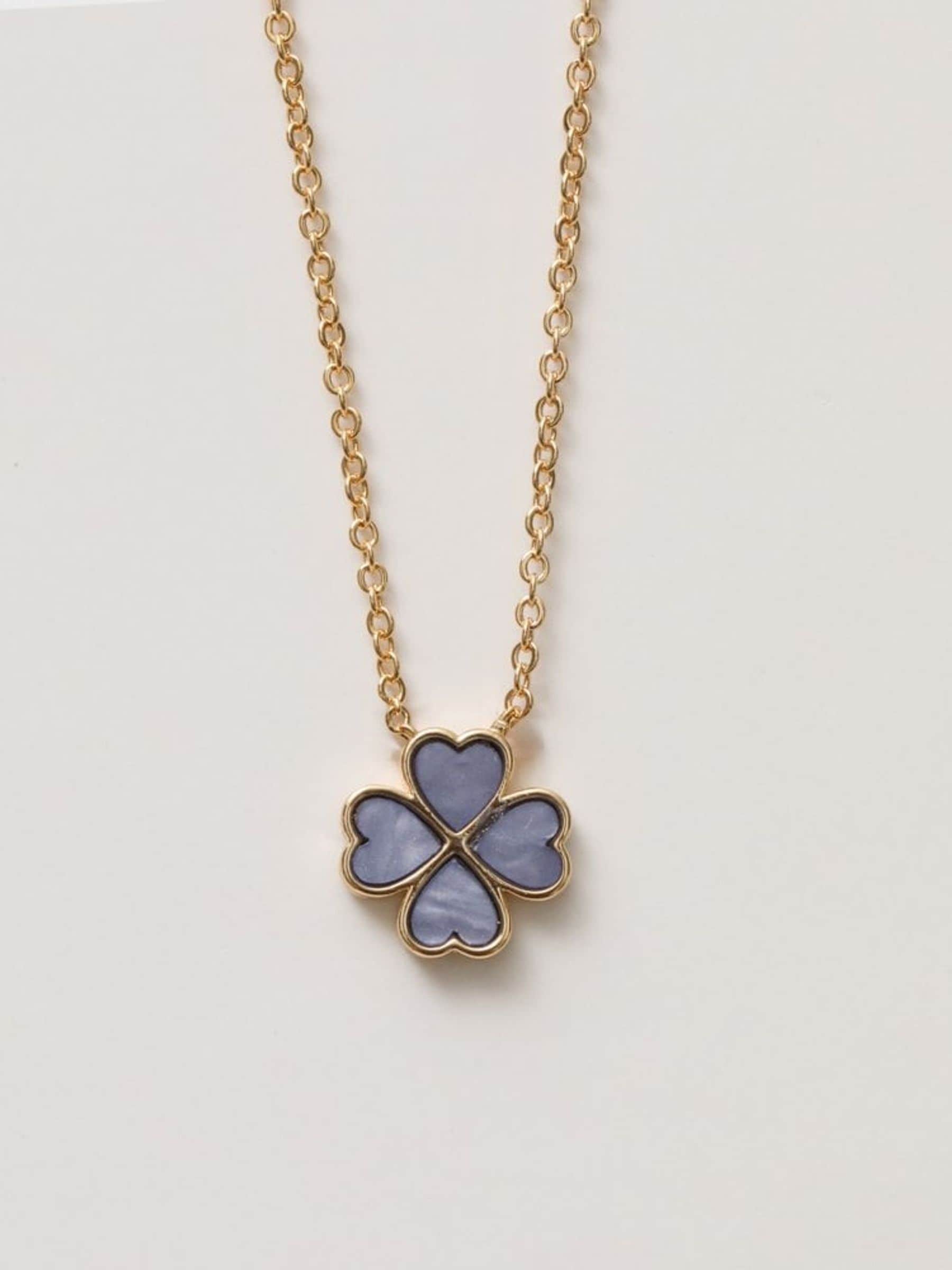 Jon Richard gold plated pink clover heart pendant necklace, UK version