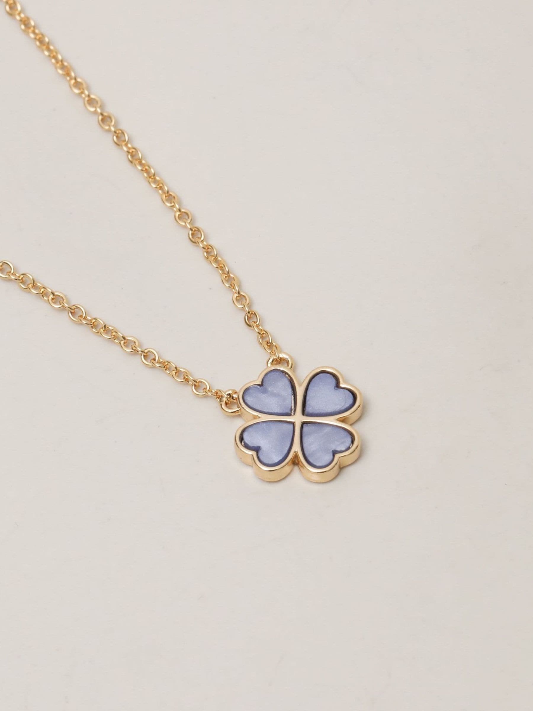 Jon Richard gold plated pink clover heart pendant necklace, UK version