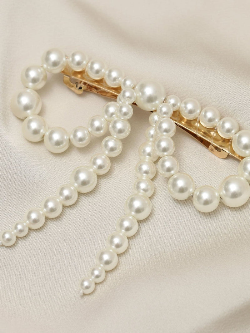 Jon Richard gold pearl bow hair clip 100mm, UK version