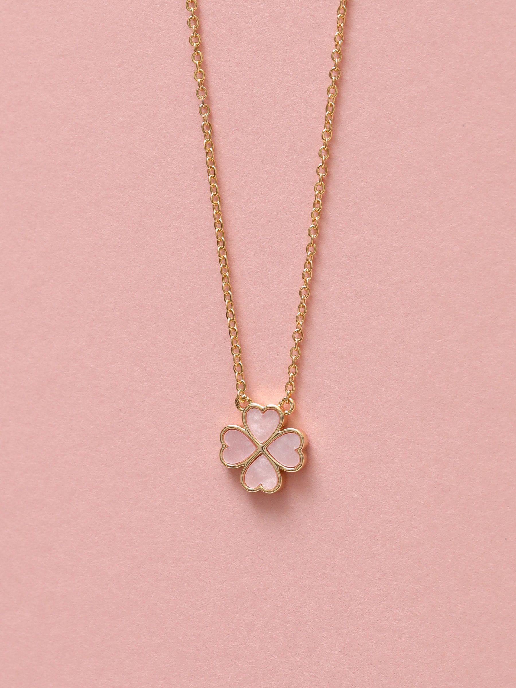 Jon Richard Pink Gold Tone Clover Heart Pendant Necklace