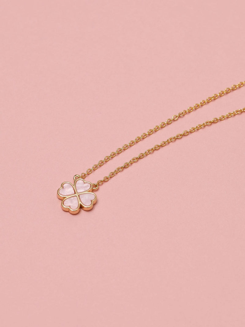 Jon Richard Pink Gold Tone Clover Heart Pendant Necklace