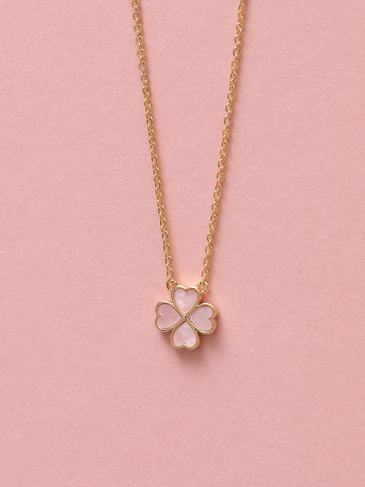 Jon Richard Pink Gold Tone Clover Heart Pendant Necklace
