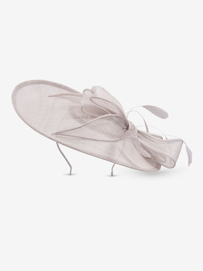Jon Richard large bow fascinator in nude mink - British product