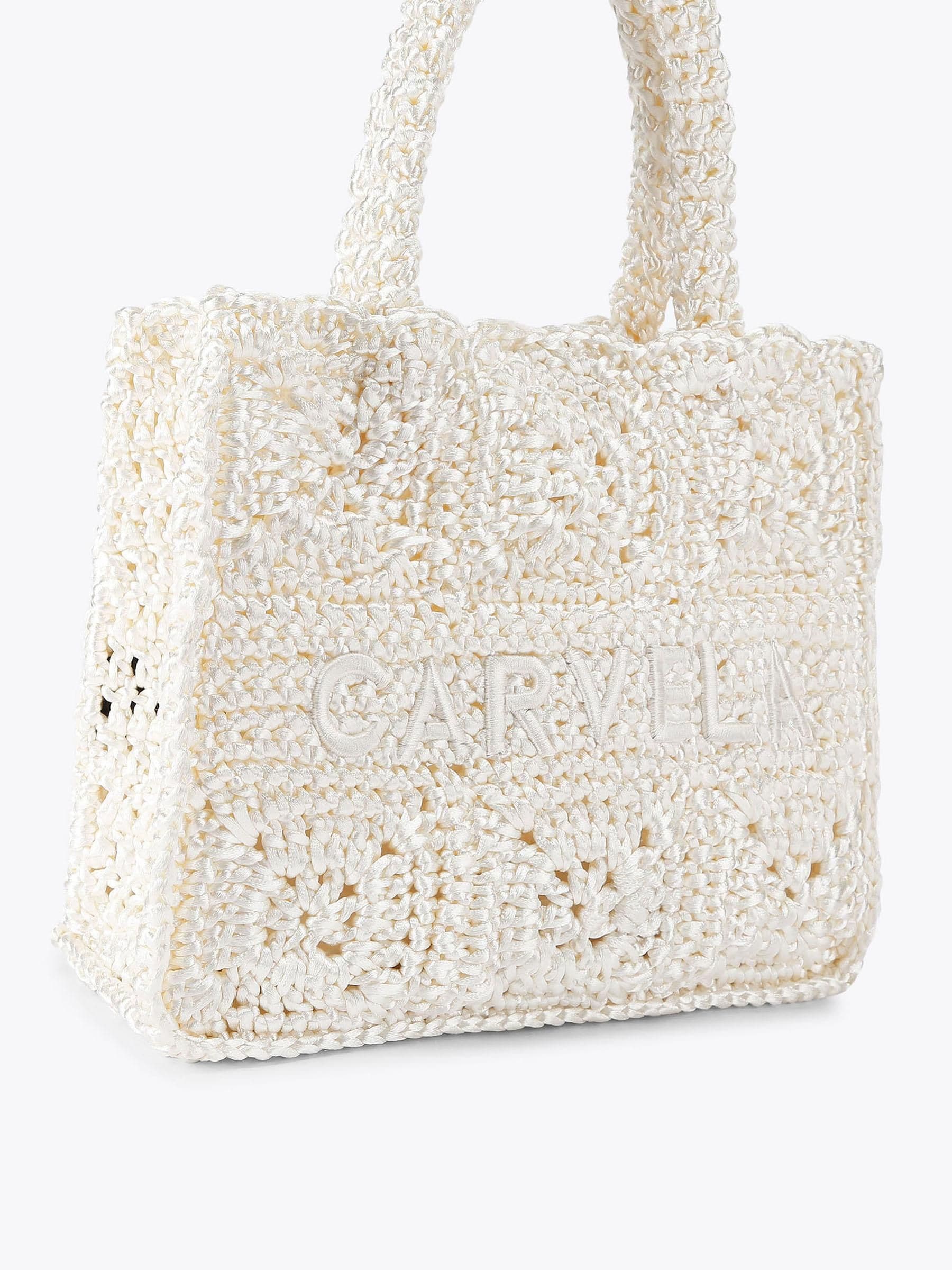 Carvela white medium Salerno tote bag in silk blend, imported from the UK