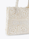 Carvela white medium Salerno tote bag in silk blend, imported from the UK