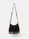 Accessorize black fringe suede crossbody bag, UK version