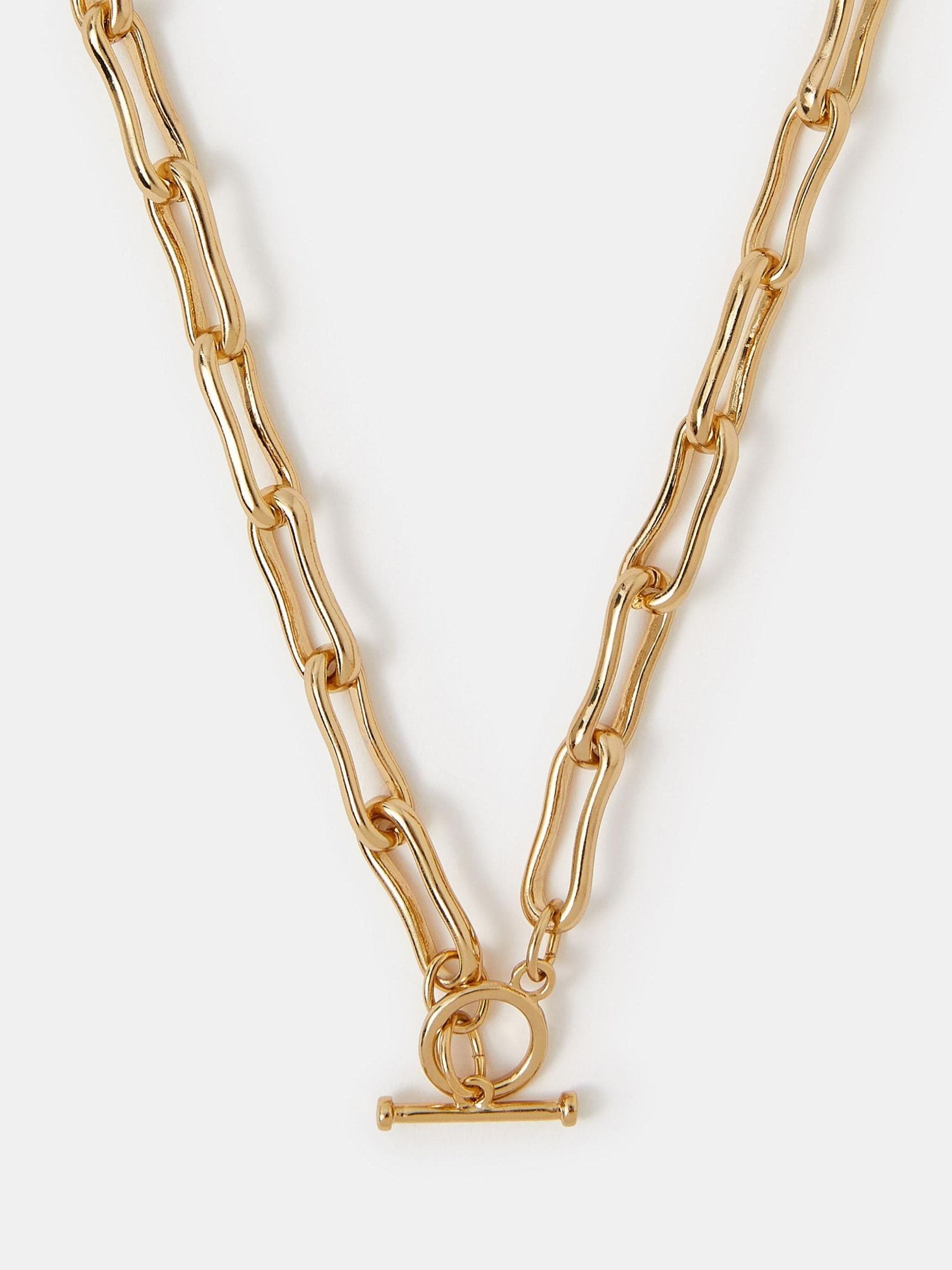 Accessorize gold tone molten link T-bar necklace, UK version