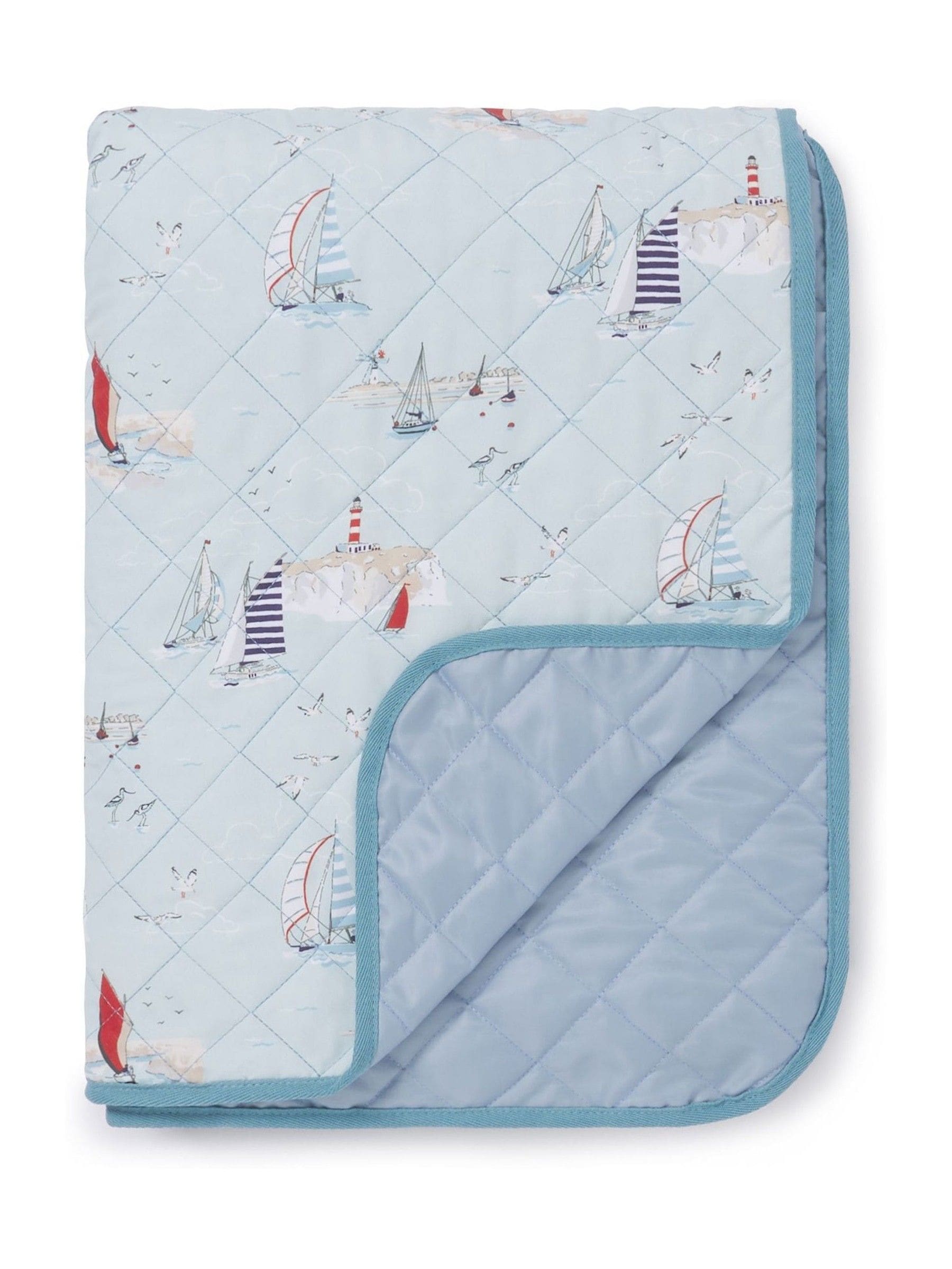 Sophie Allport Coastal Boats picnic blanket pale blue - British product