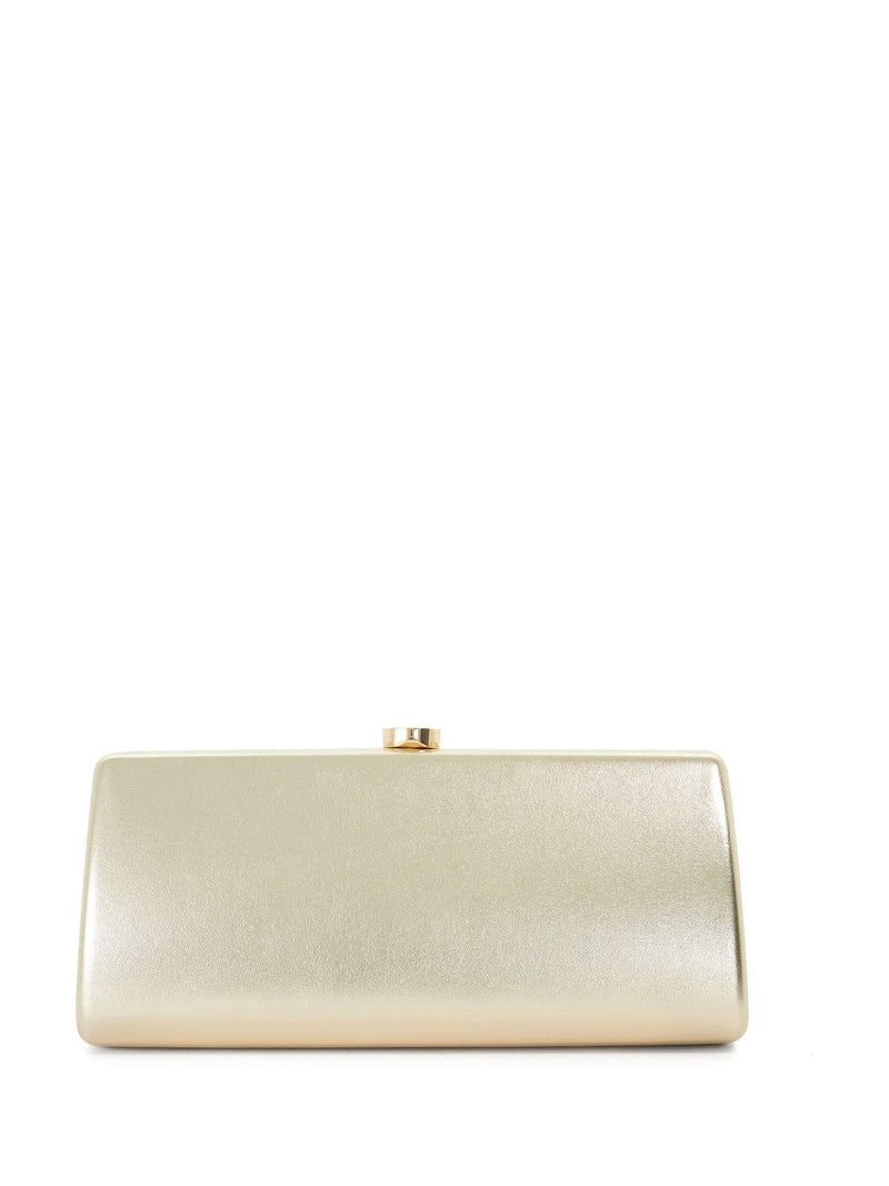 Dune London gold Belinda clutch bag with DD clasp, imported from the UK