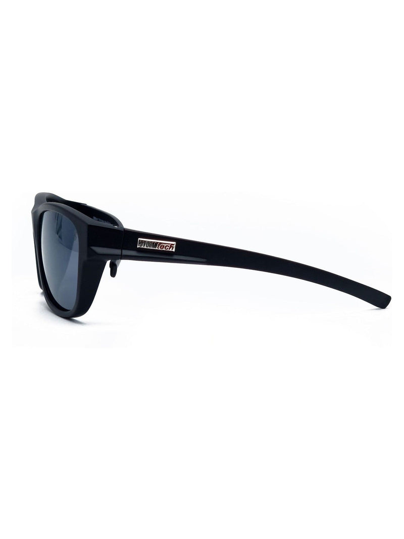 Storm black polarised wrap sunglasses, imported from the UK