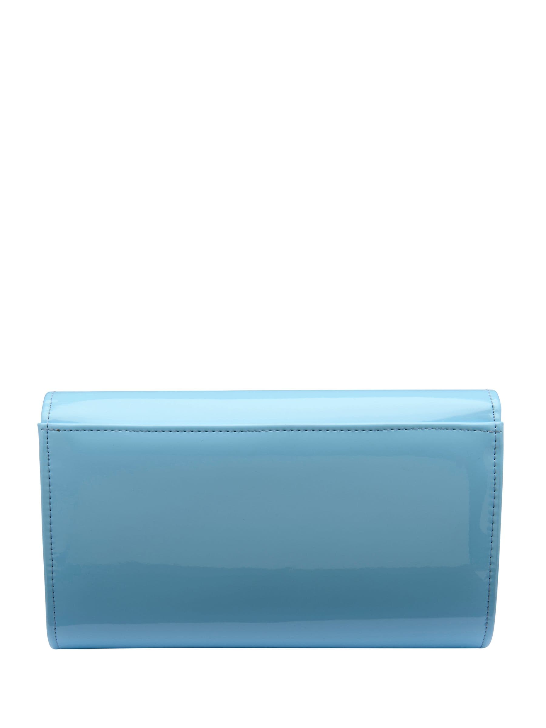 Ravel blue clutch bag patent finish metal chain - British product