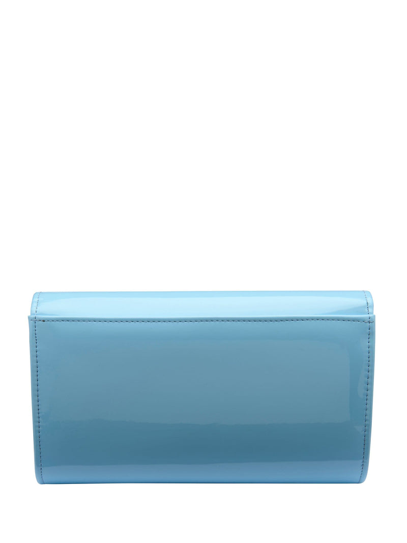 Ravel blue clutch bag patent finish metal chain - British product