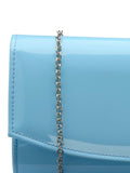 Ravel blue clutch bag patent finish metal chain - British product
