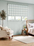 Sophie Allport pale blue gingham roman blind, imported from the UK