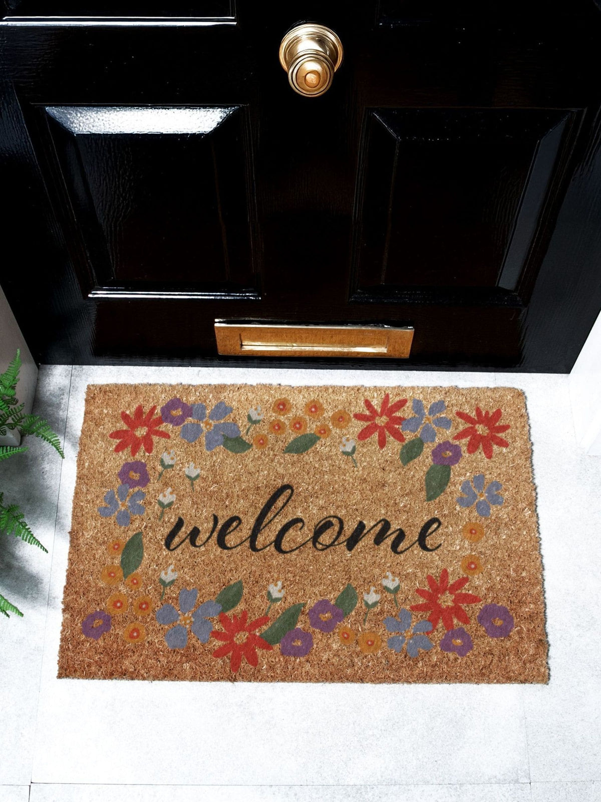 Artsy Mats brown floral doormat - British product