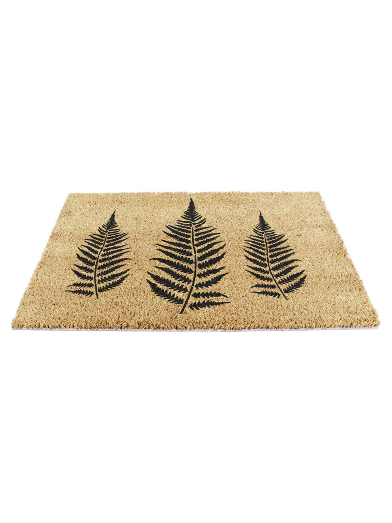 Artsy Mats natural black fern leaf doormat 60x40cm, UK version