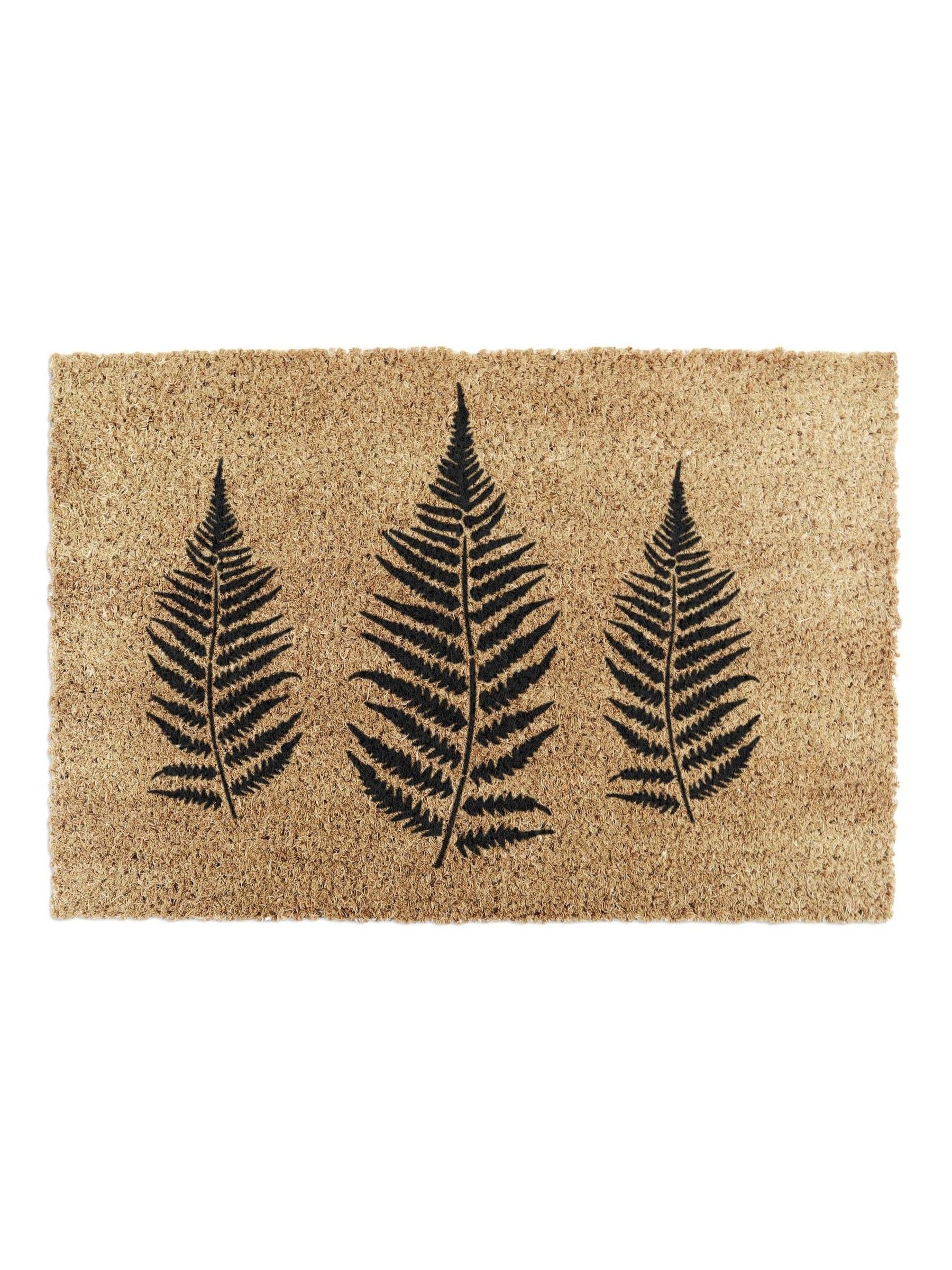 Artsy Mats natural black fern leaf doormat 60x40cm, UK version