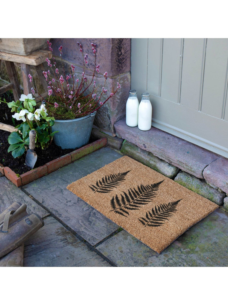 Artsy Mats natural black fern leaf doormat 60x40cm, UK version