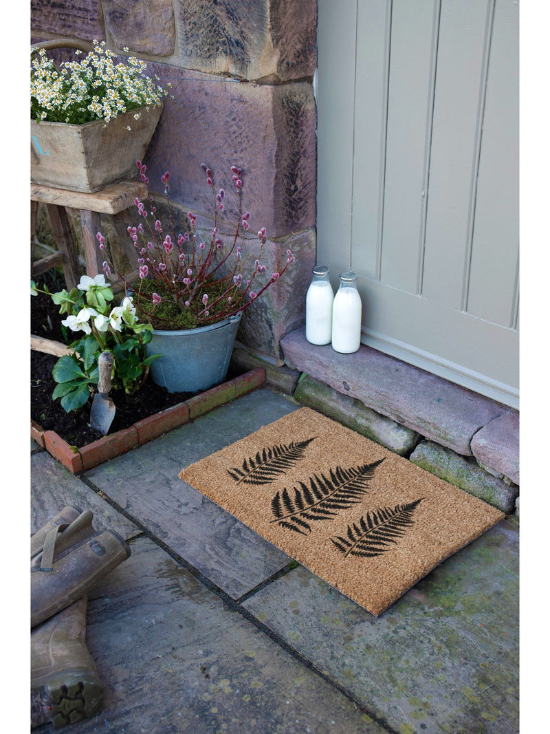 Artsy Mats natural black fern leaf doormat 60x40cm, UK version