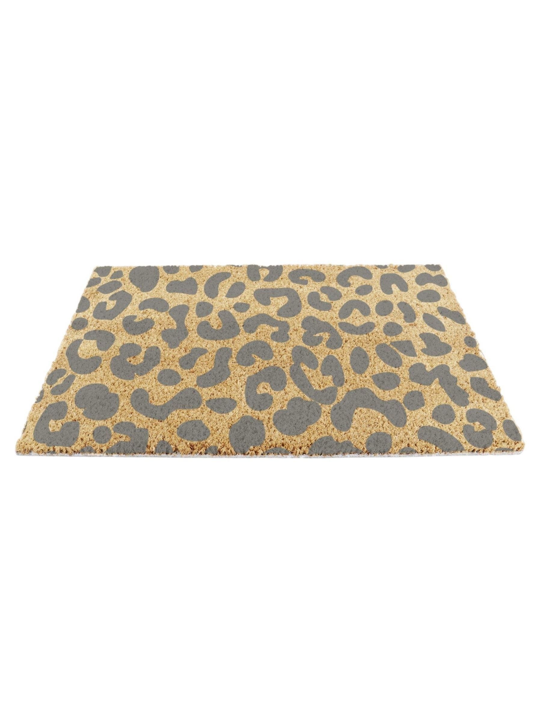 Artsy Mats grey leopard print coir doormat, UK version