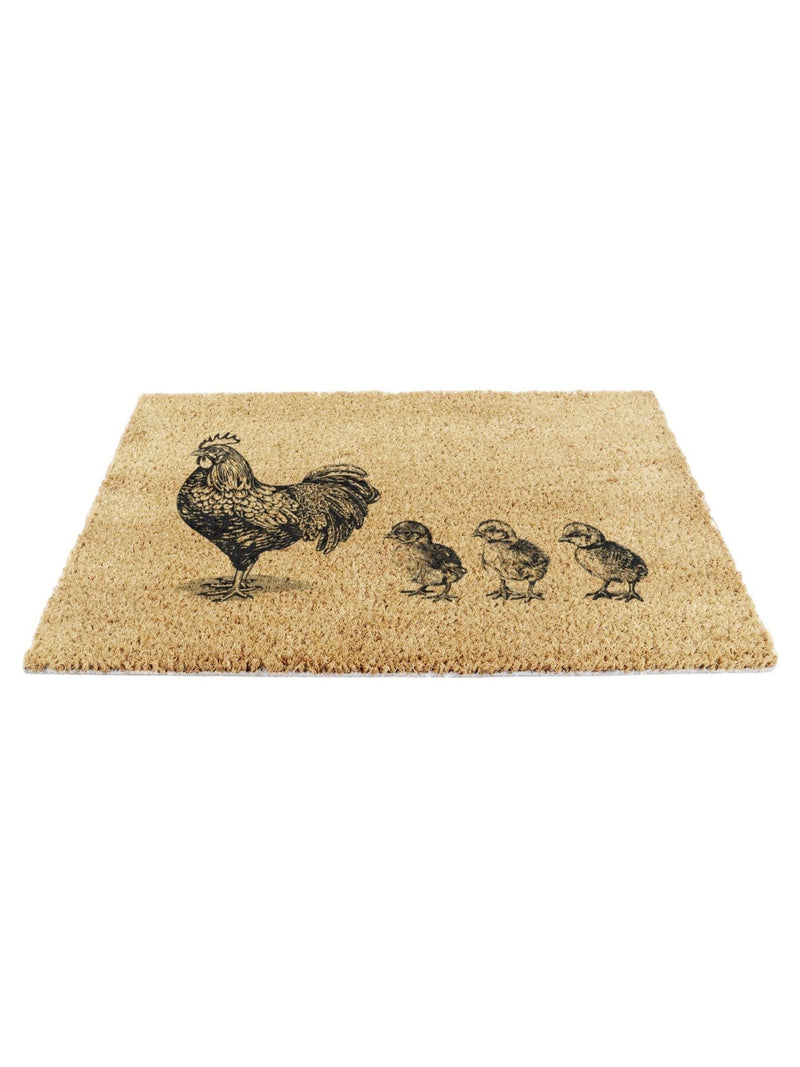 Artsy Mats brown chickens and chicks doormat 60x40cm, UK version