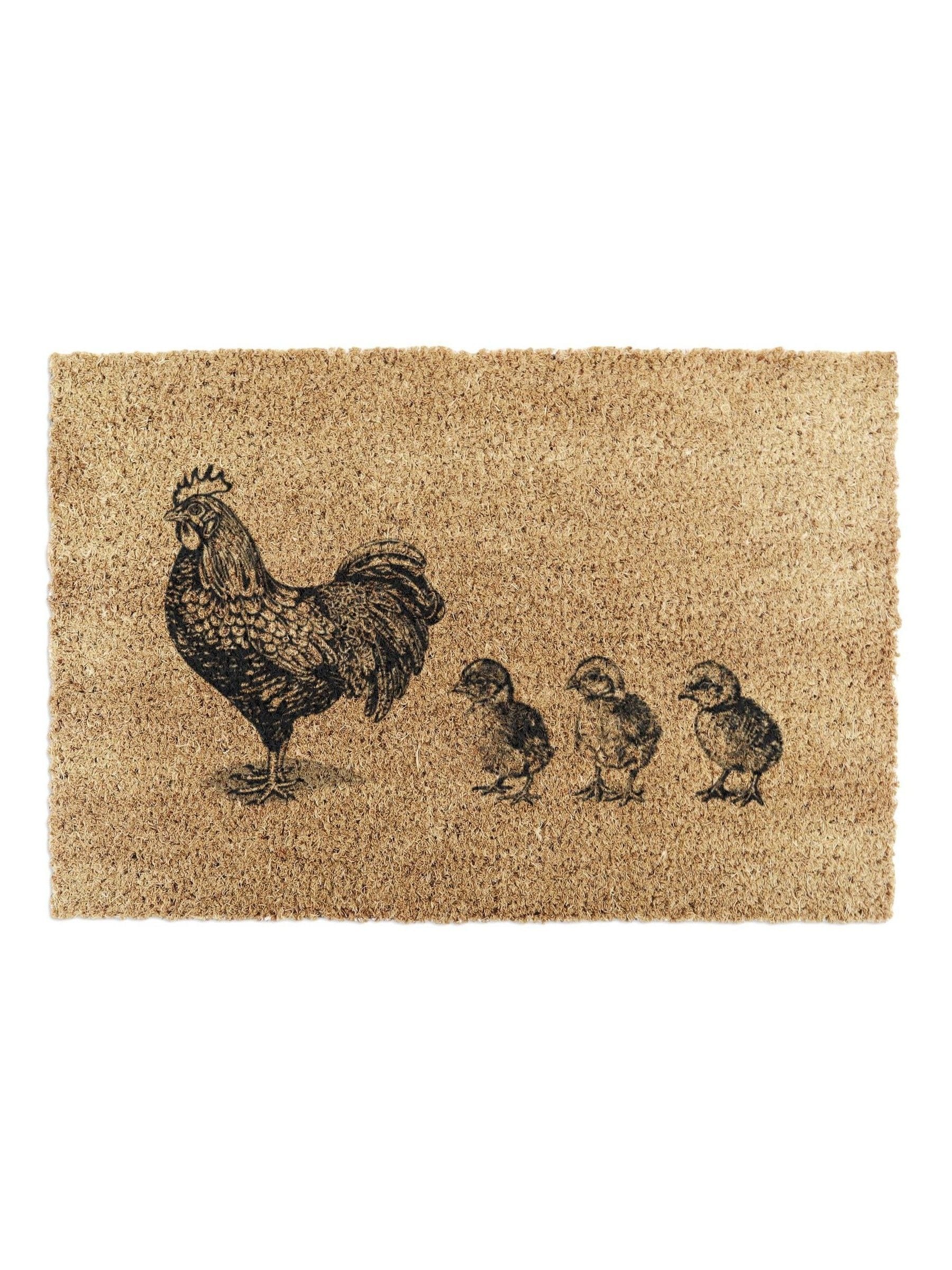 Artsy Mats brown chickens and chicks doormat 60x40cm, UK version
