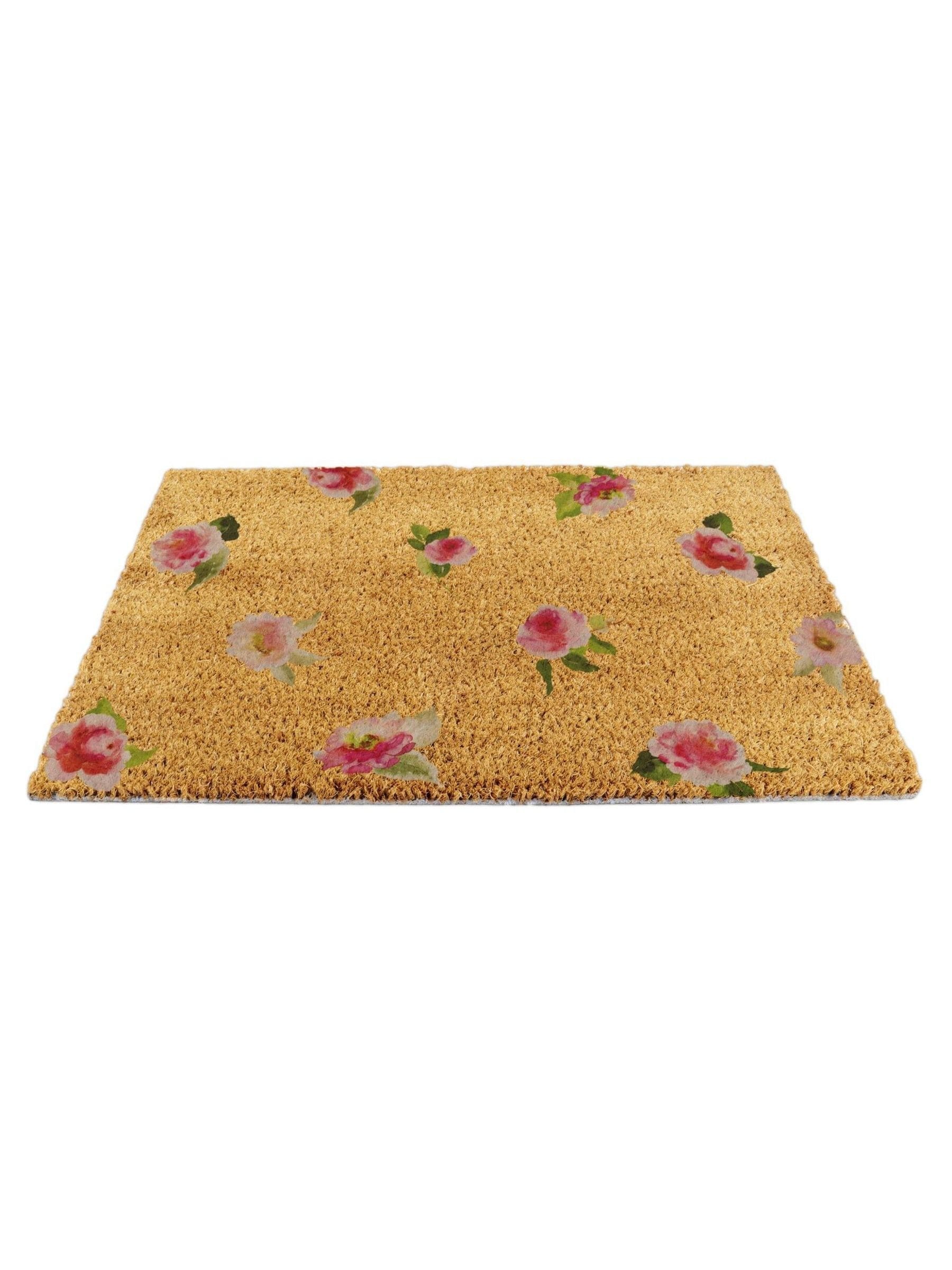 Artsy Mats brown watercolour flowers doormat, UK version
