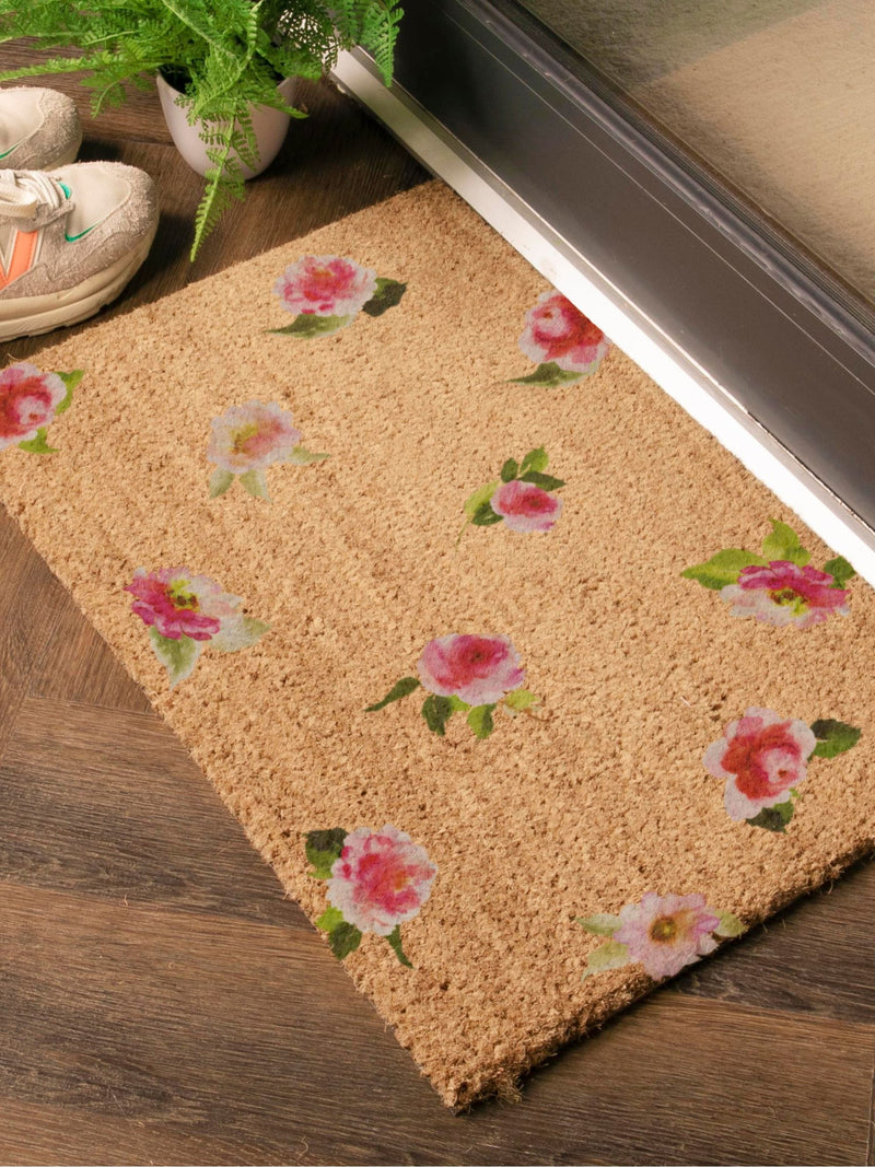 Artsy Mats brown watercolour flowers doormat, UK version