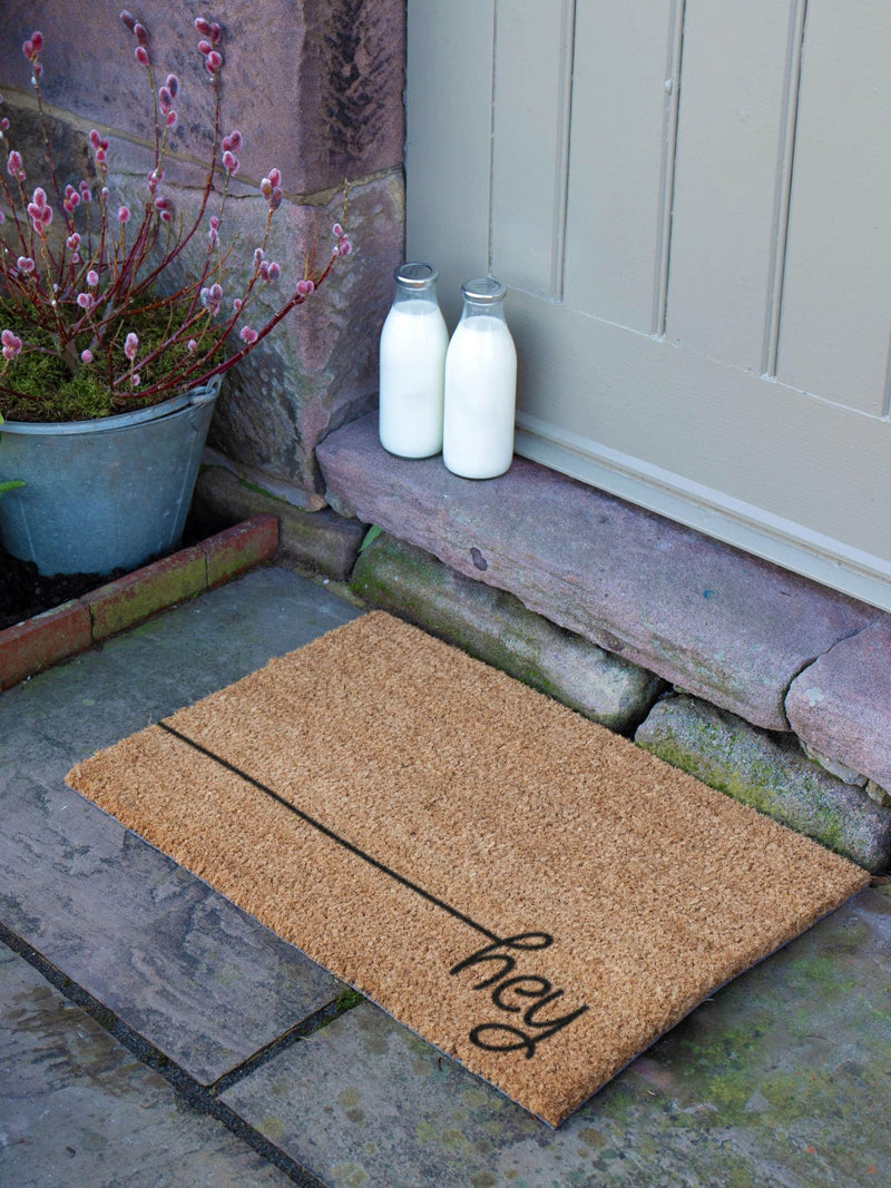 Artsy Mats Natural Black Hey Scribble doormat 60x40cm - British product