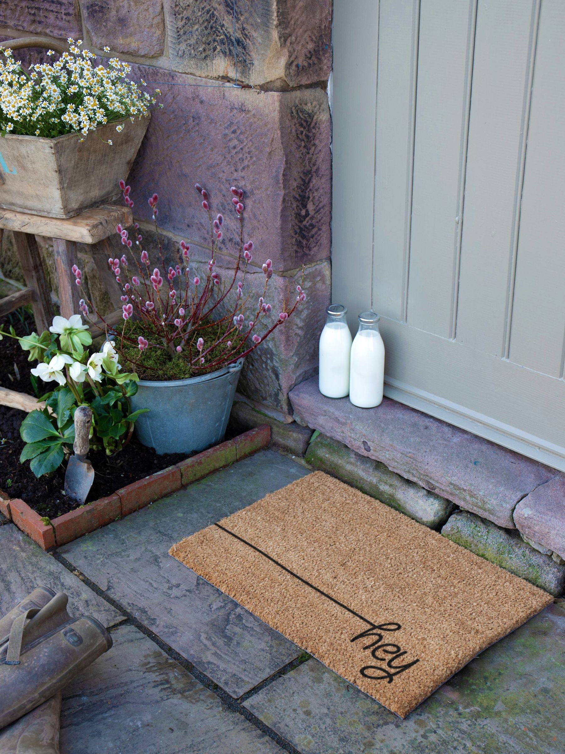 Artsy Mats Natural Black Hey Scribble doormat 60x40cm - British product