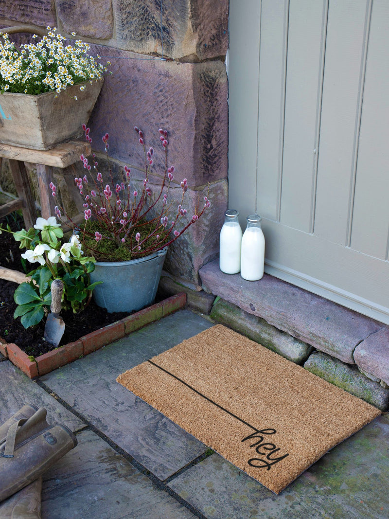 Artsy Mats Natural Black Hey Scribble doormat 60x40cm - British product