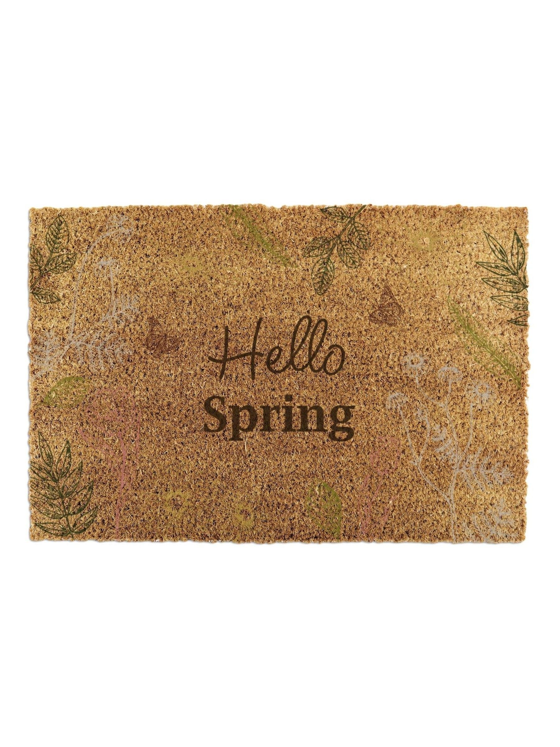Artsy Mats Brown Hello Spring doormat 60x40cm (British brand)