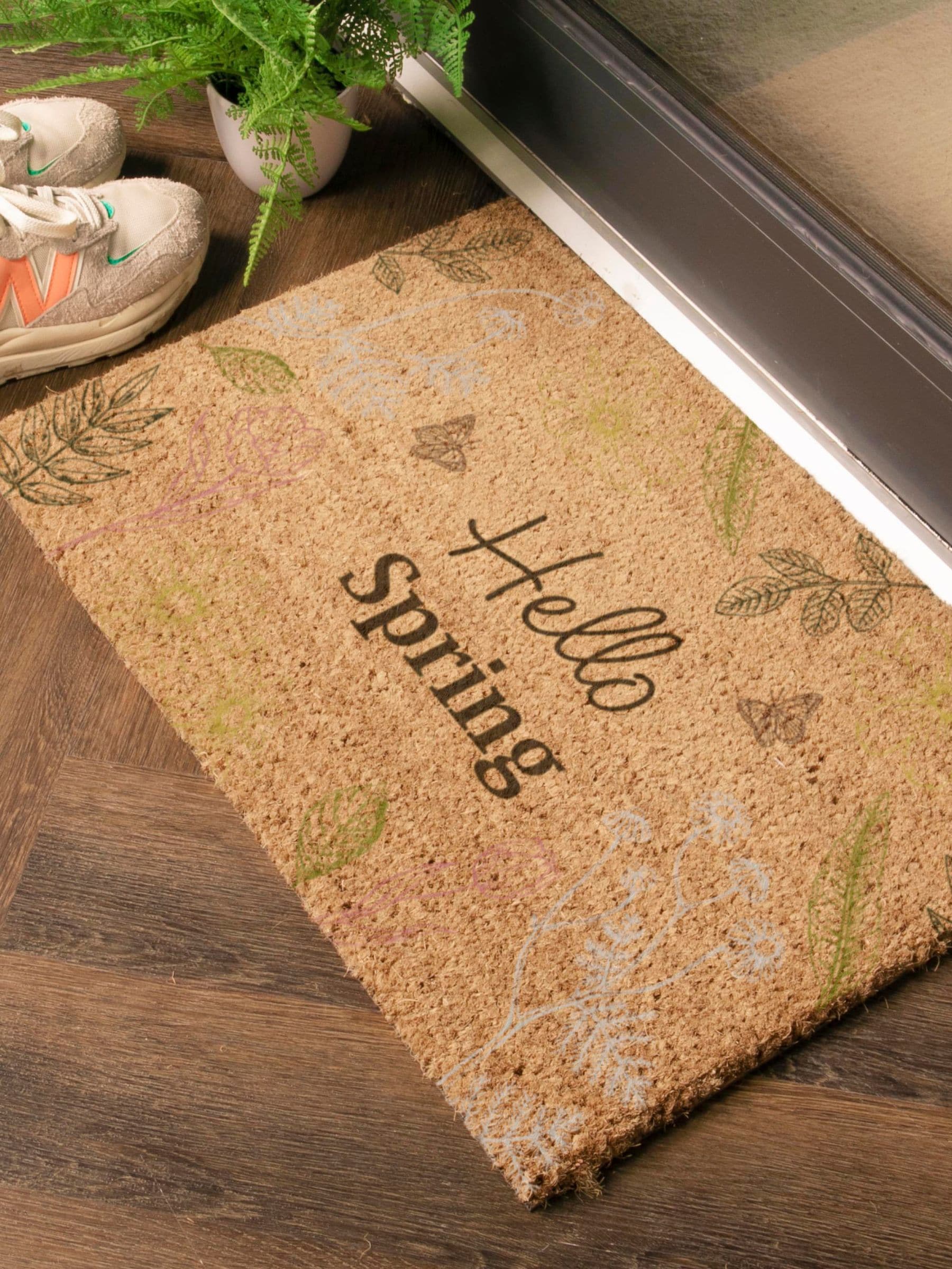 Artsy Mats Brown Hello Spring doormat 60x40cm (British brand)
