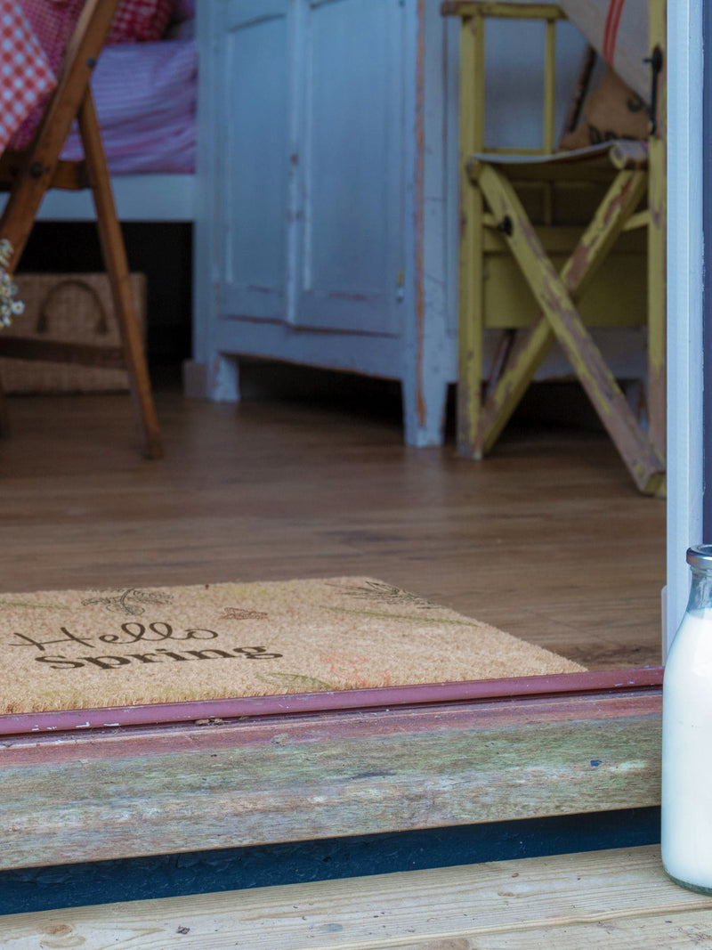 Artsy Mats Brown Hello Spring doormat 60x40cm (British brand)